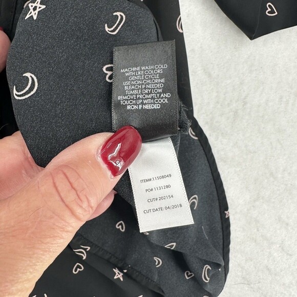 Torrid Women Sz 3X‎ Black Sheer Blouse Roll Tabs Long Sleeves Pockets V-Neck - Picture 9 of 10